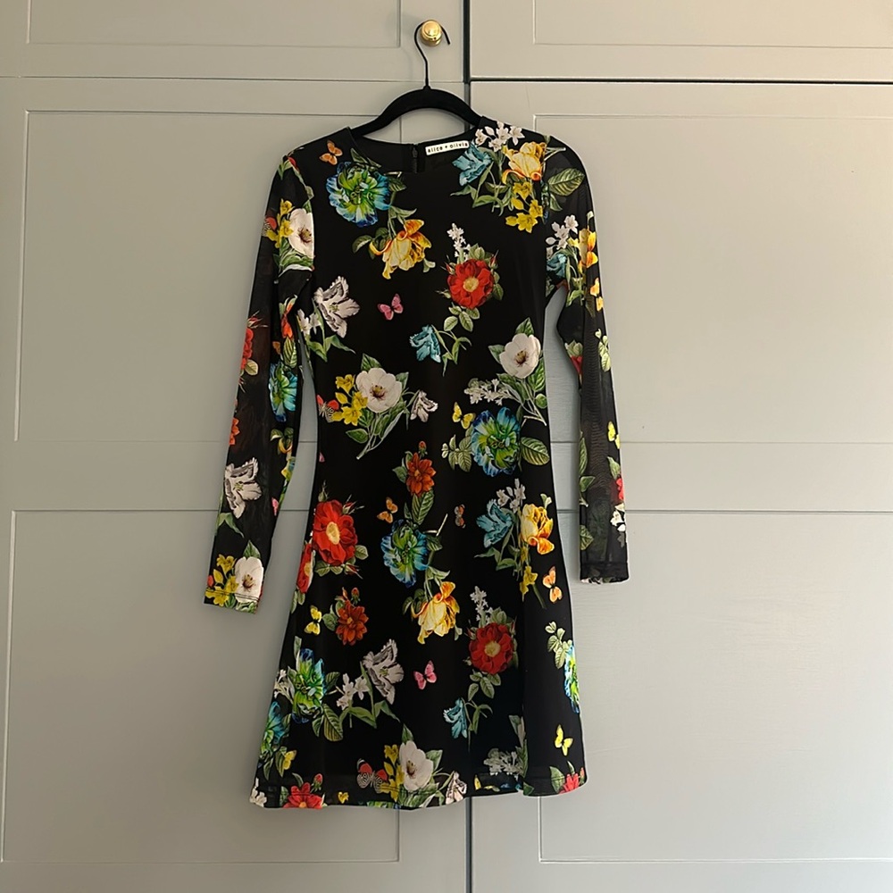 Alice & Olivia Delora Floral Print Mini Dress